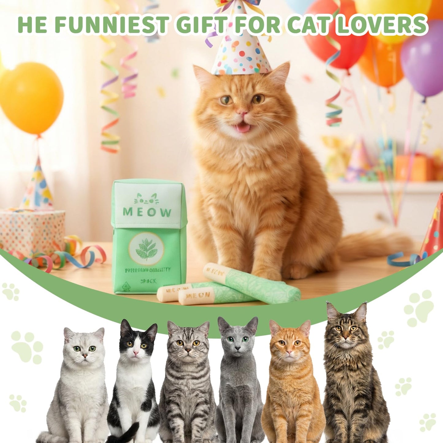 3-Pack Funny Cat Chew Toys Filled with 100% Pure Organic Catnip