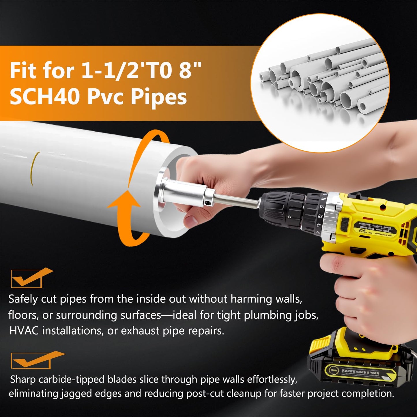 Internal/Inside PVC-ABS Pipe Cutter Tool for Drill