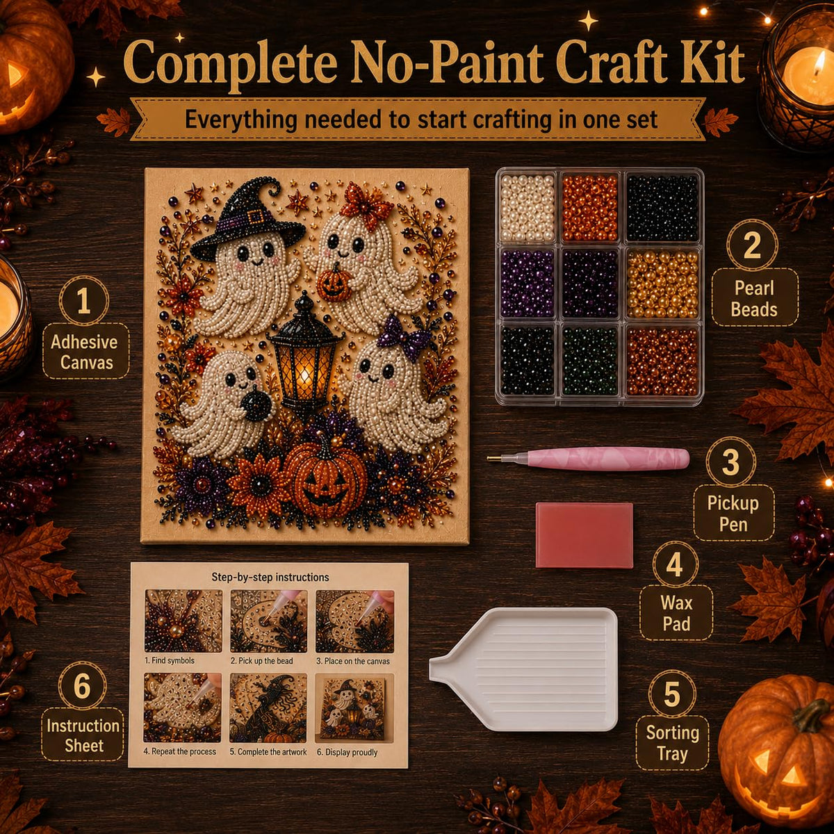 Halloween Ghost Pearl Art DIY Kit