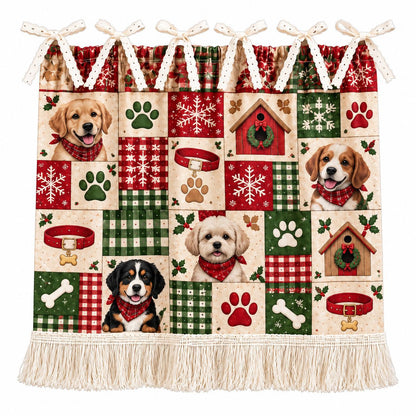 Christmas Cute Pet Patchwork Oven Skirt Curtain