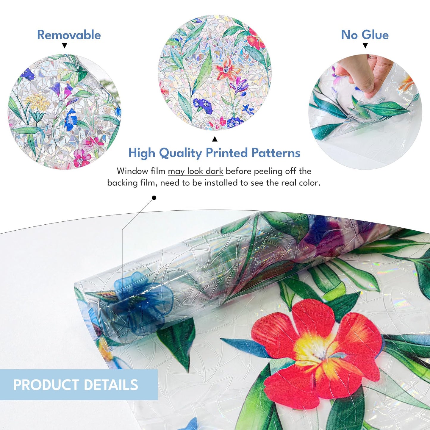 Rainbow Wildflowers Window Clings 3D Decorative
