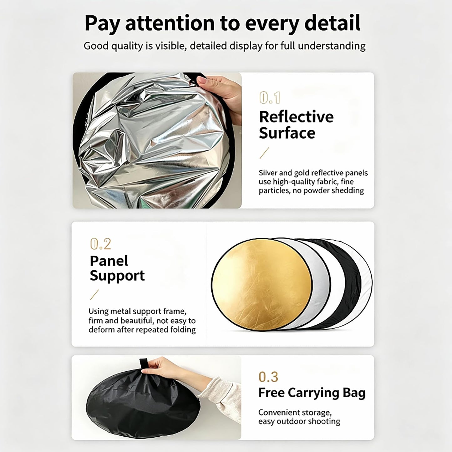 5 in 1 Collapsible Photography Reflector Diffuser with Bag