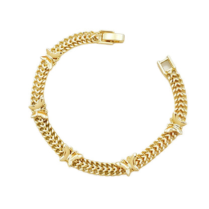 Cuban Metal Gold-Plated Vintage Elephant Bracelet, 7-inch