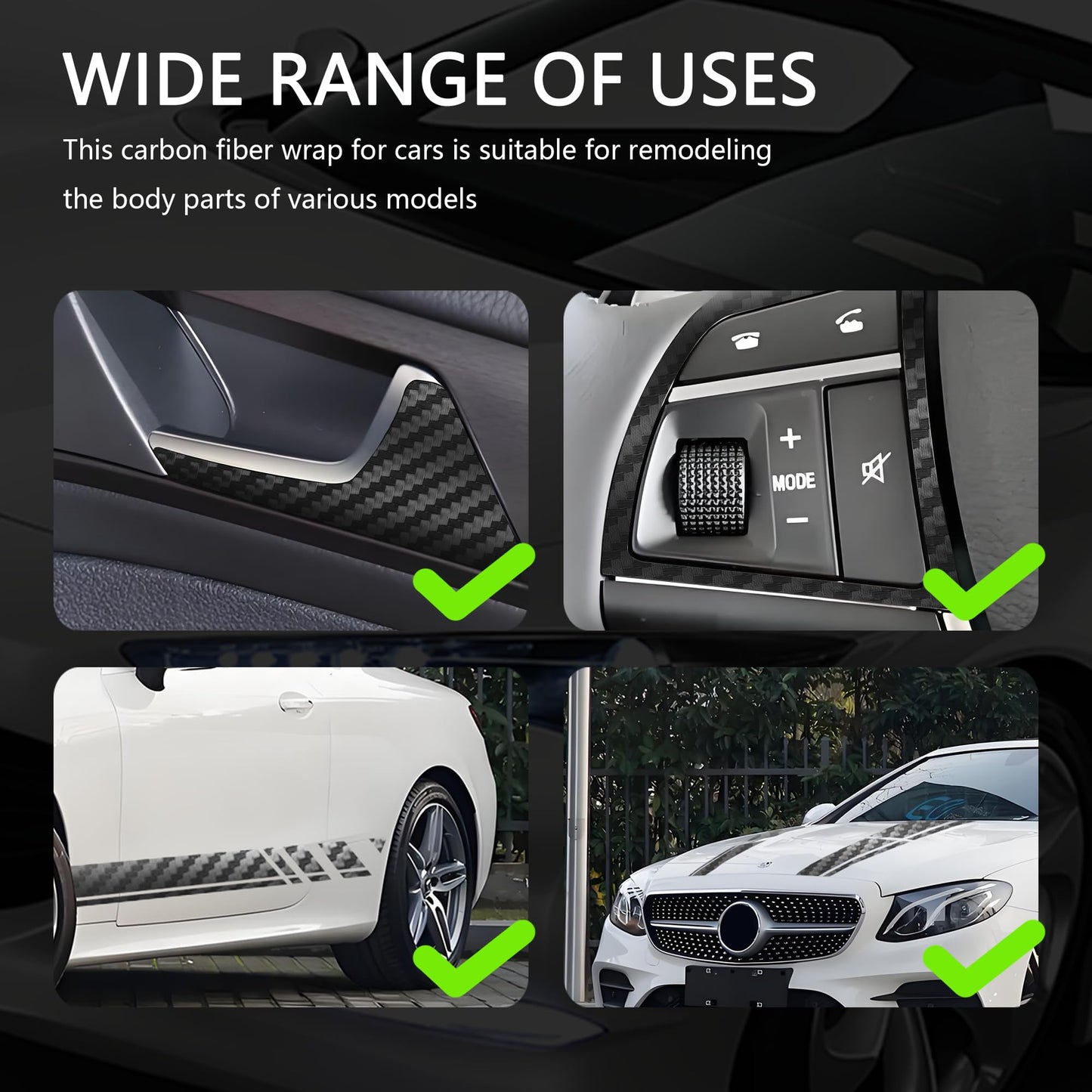 Carbon Fiber Wrap Pin Striping Tape for Cars