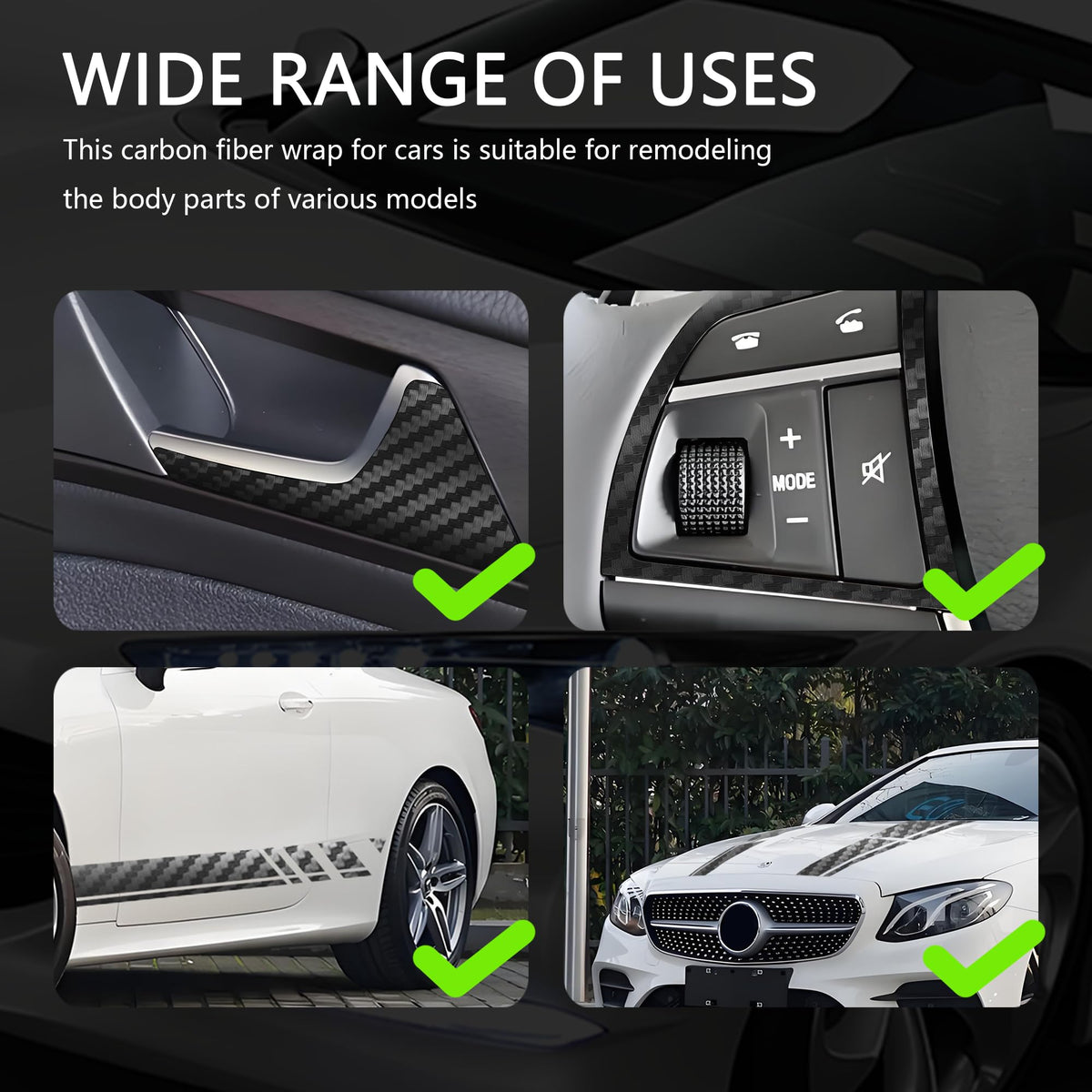 Carbon Fiber Wrap Pin Striping Tape for Cars
