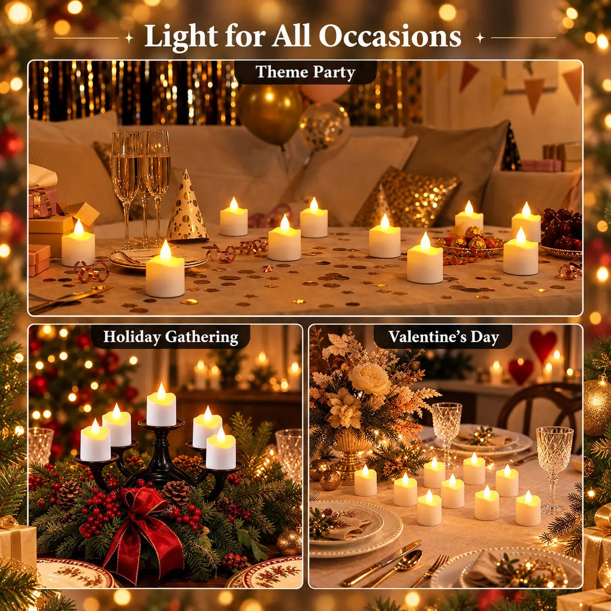 Rechargeable Tea Lights Candles with Remote & Charging Base