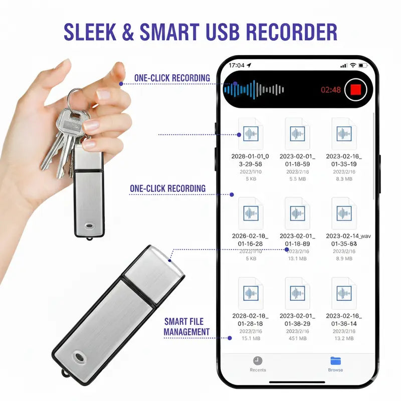 2-in-1 USB Flash Drive Portable Voice Recorder
