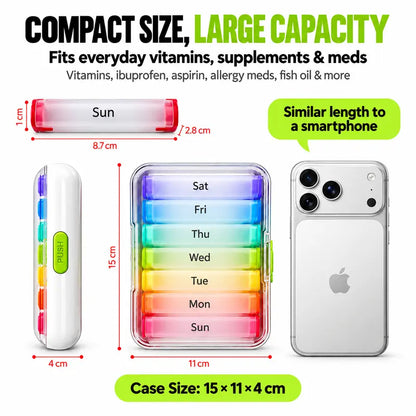 7-Day Light-Proof Plastic Pill Box - Single-Compartment Combination Design