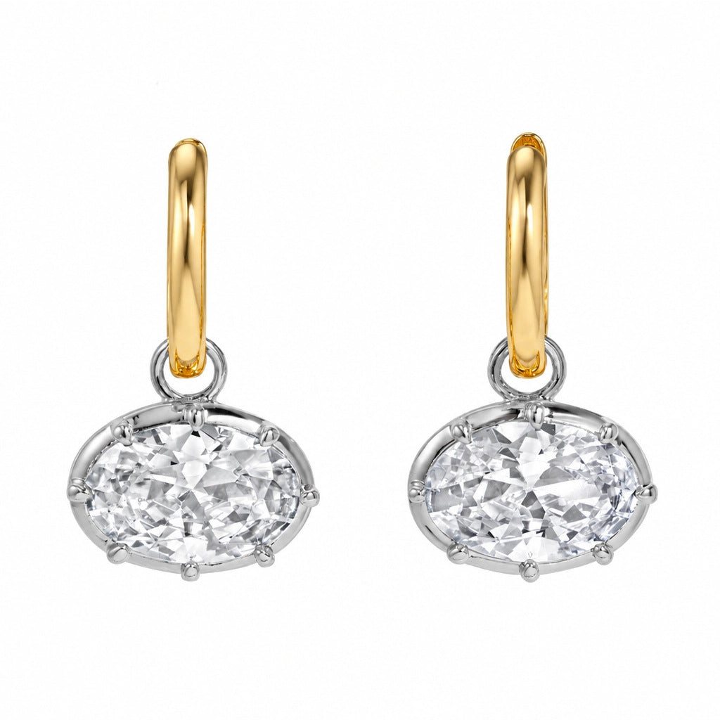 Women's Oval Zircon Earrings - Fashionable Artificial Gemstone Jewelry