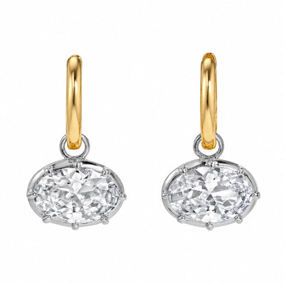 Women's Oval Zircon Earrings - Fashionable Artificial Gemstone Jewelry