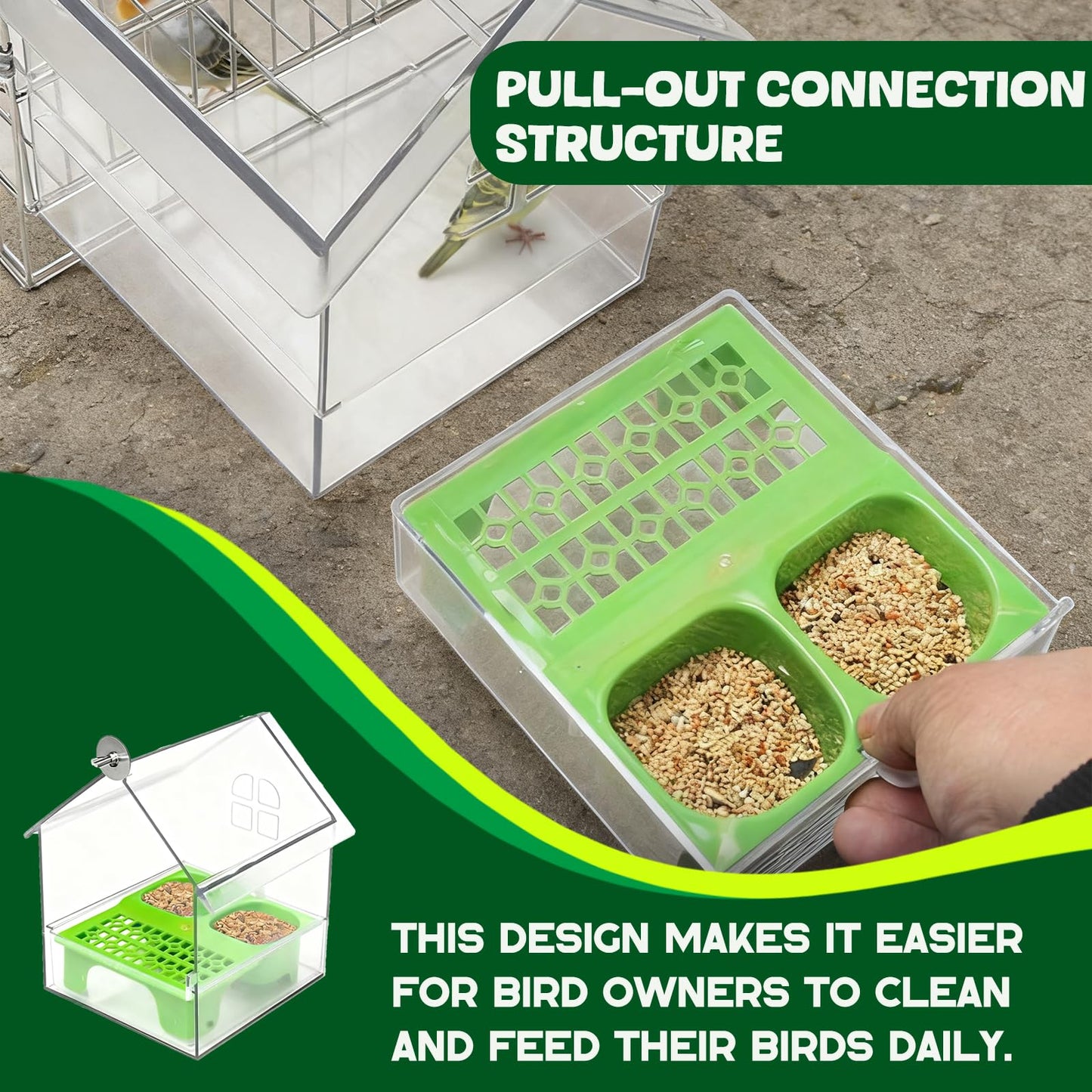 Pull-Out External Parrot Feeder