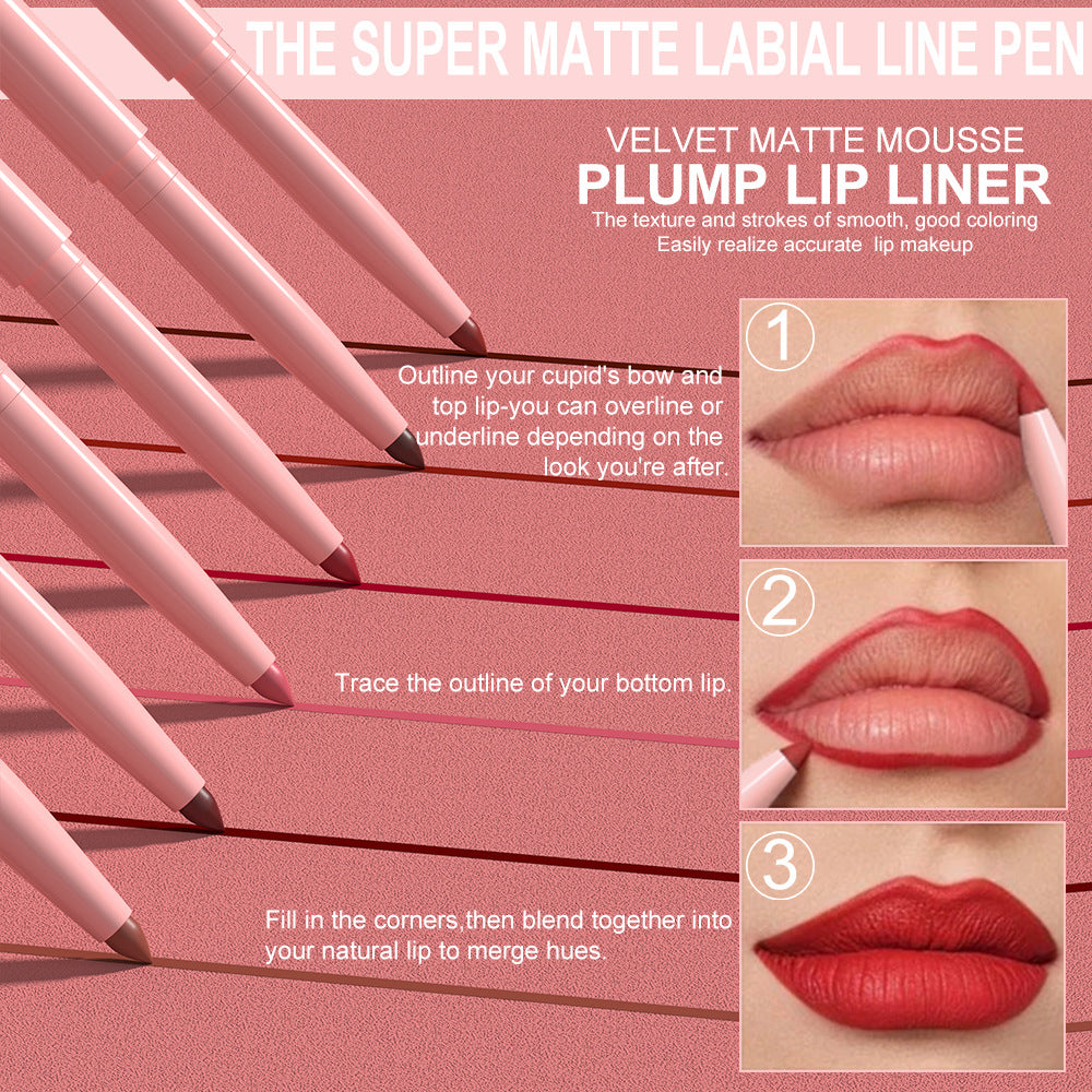 6 Colors Retractable Lip Liner Kit