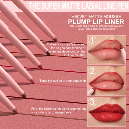 6 Colors Retractable Lip Liner Kit