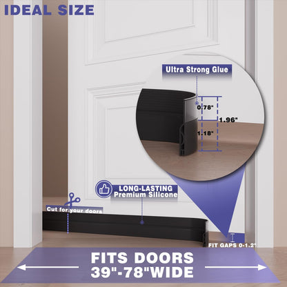 2 Pcs Silicone Weather Stripping Door Bottom