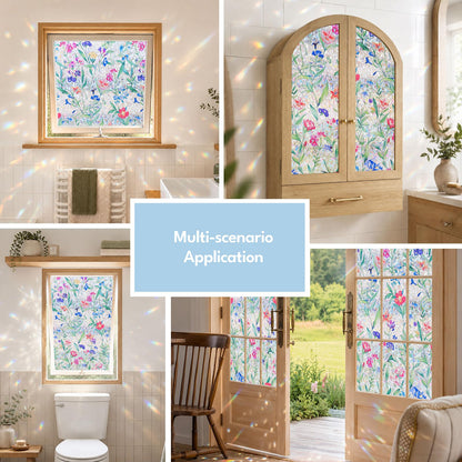 Rainbow Wildflowers Window Clings 3D Decorative