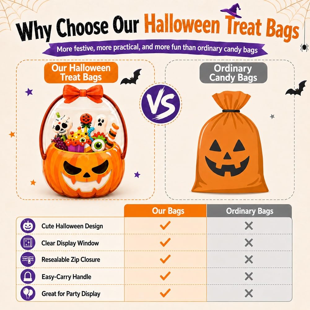 24 PCS Halloween Resealable Treat Candy Bags