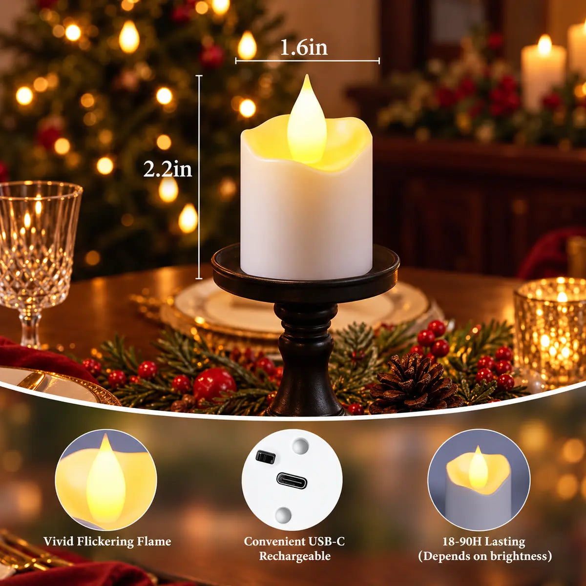 Rechargeable Tea Lights Candles with Remote & Charging Base