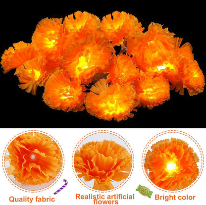 Artificial Marigold Flowers String Lights
