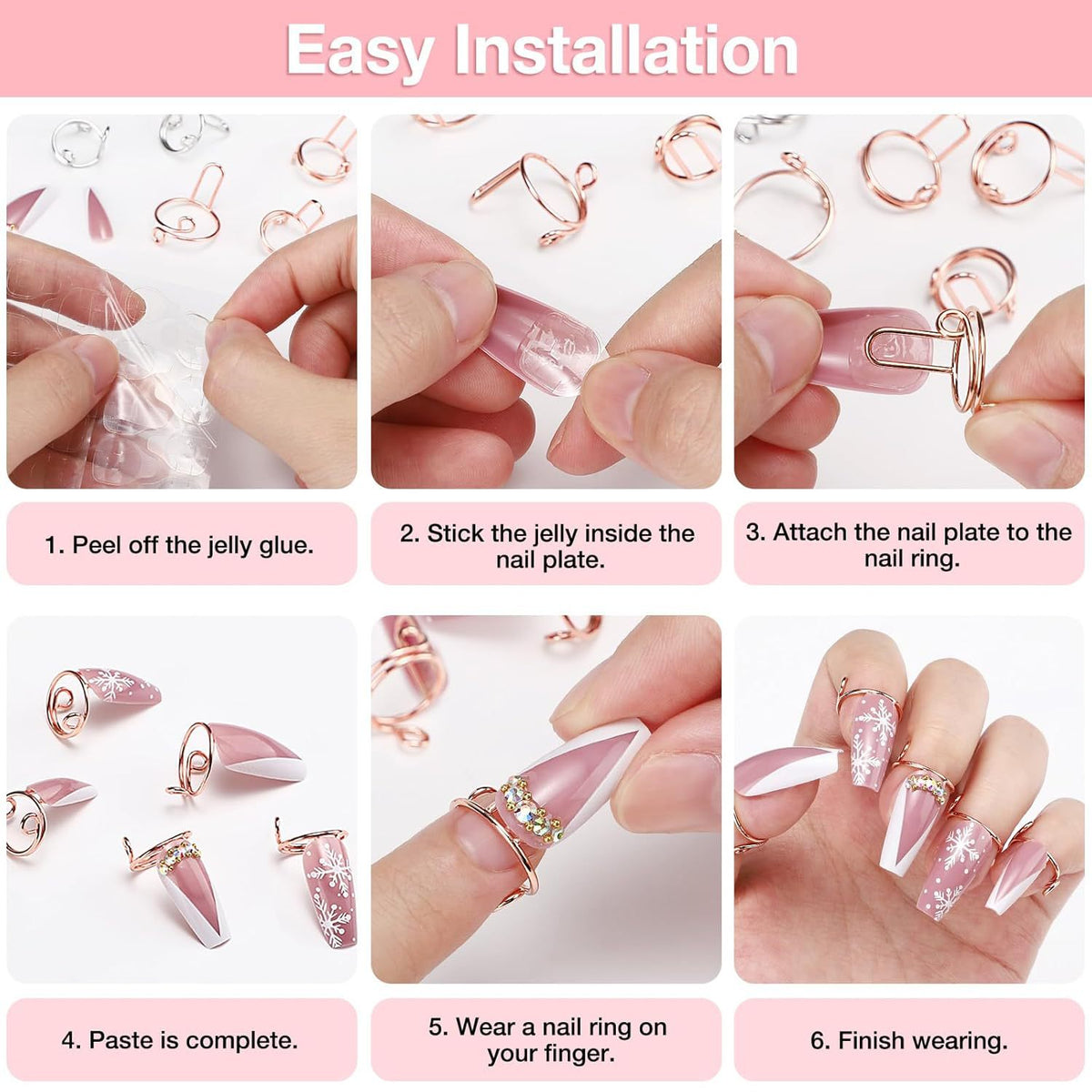 Adjustable Nail Tip Holder Rings Finger