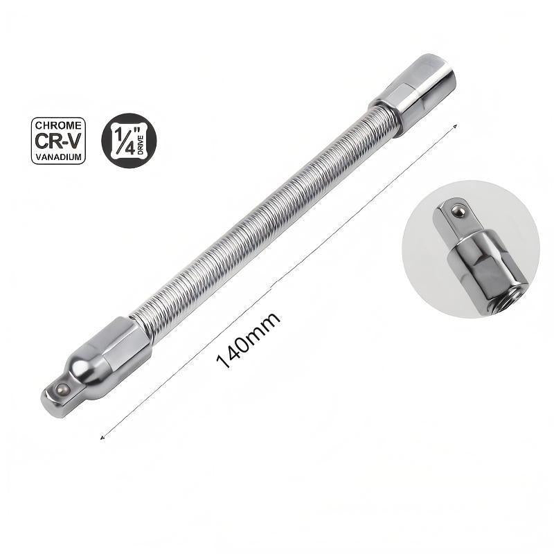 Flexible Socket Extension Ratchet with Flexible Spring Steel Shaft, Anti-Rust and Durable