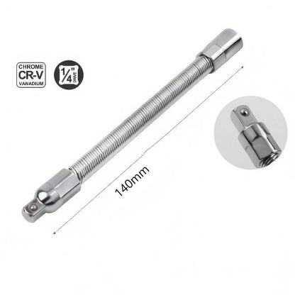 Flexible Socket Extension Ratchet with Flexible Spring Steel Shaft, Anti-Rust and Durable