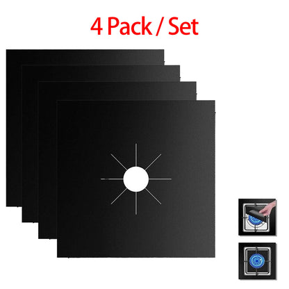 4 Pack Gas Stove Burner Covers — Thick, Non-Stick, Reusable Stove Liners