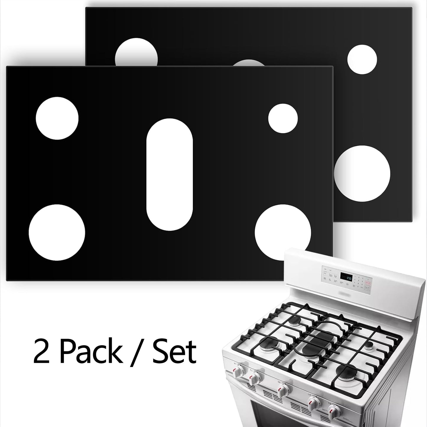 2-Pack Gas Stove Protective Cover - Heat Resistant To Prevent Oil Stains