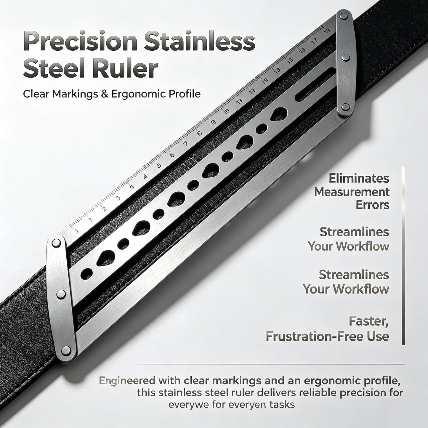 Belt Hole Punching Guide Ruler for Leather Craft Center Alignment