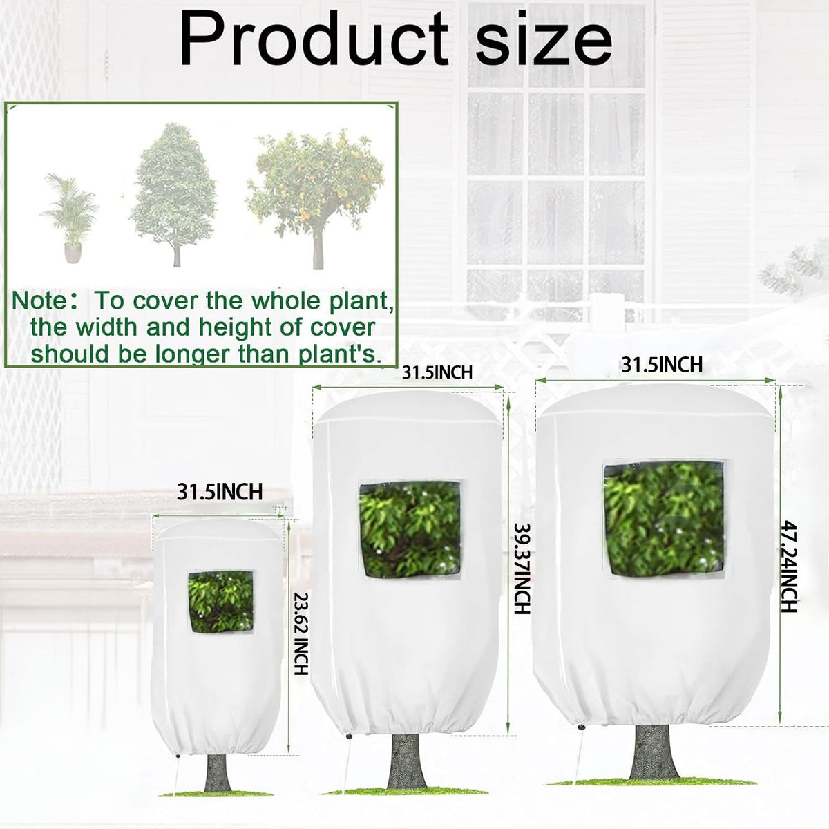 Plant Frost Protector With Observation Window - Reusable Drawstring Tree Cover