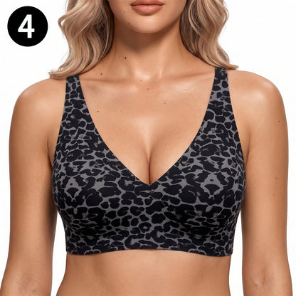 Womens Jelly Bras Wireless Deep V Bralette Comfy Push Up Tshirt Bras
