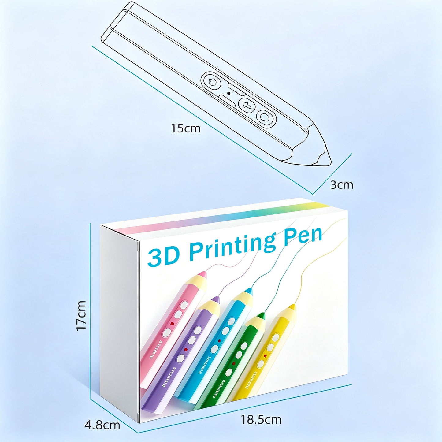 3D Printing Pen — Includes 3D Printing Pen And 5 Rolls Of PCL Filament