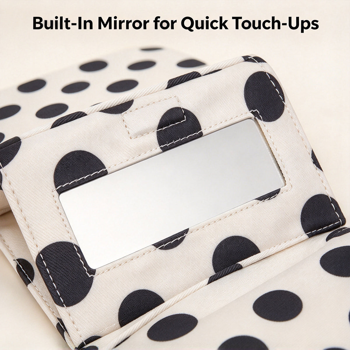 Women’s Cute Nylon Makeup Bag with Built-in Mirror