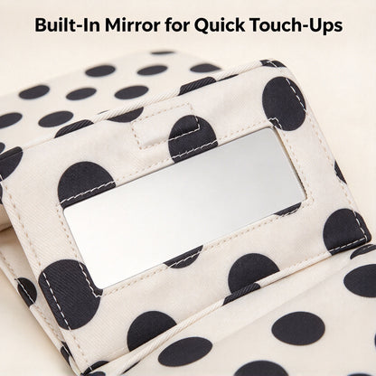 Women’s Cute Nylon Makeup Bag with Built-in Mirror