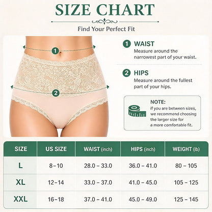 High Waisted Cotton Underwear Soft Lace Panties