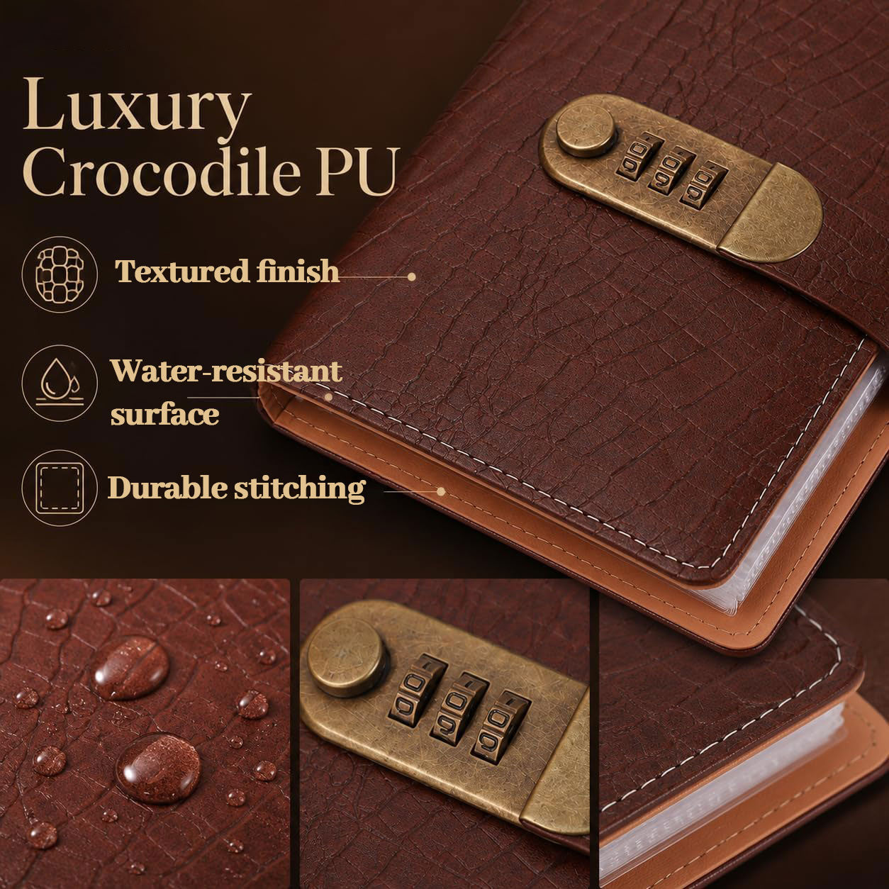 Banknote Collection Album With Combination Lock - Made Of Premium PU Leather