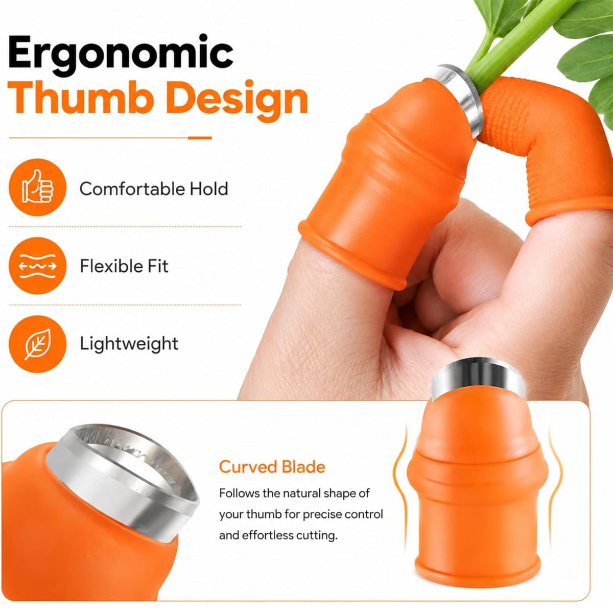 2 Set Finger Picker Thumb Protector Gardening Separator 12 Pcs