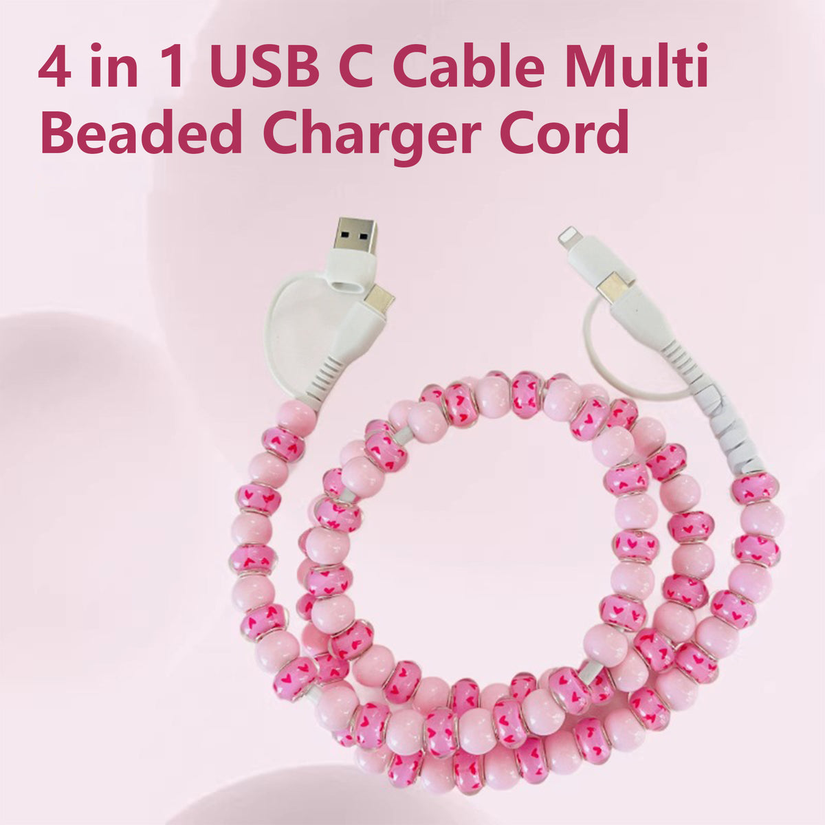 4 in 1 USB C Cable Multi Beaded Charger Cord