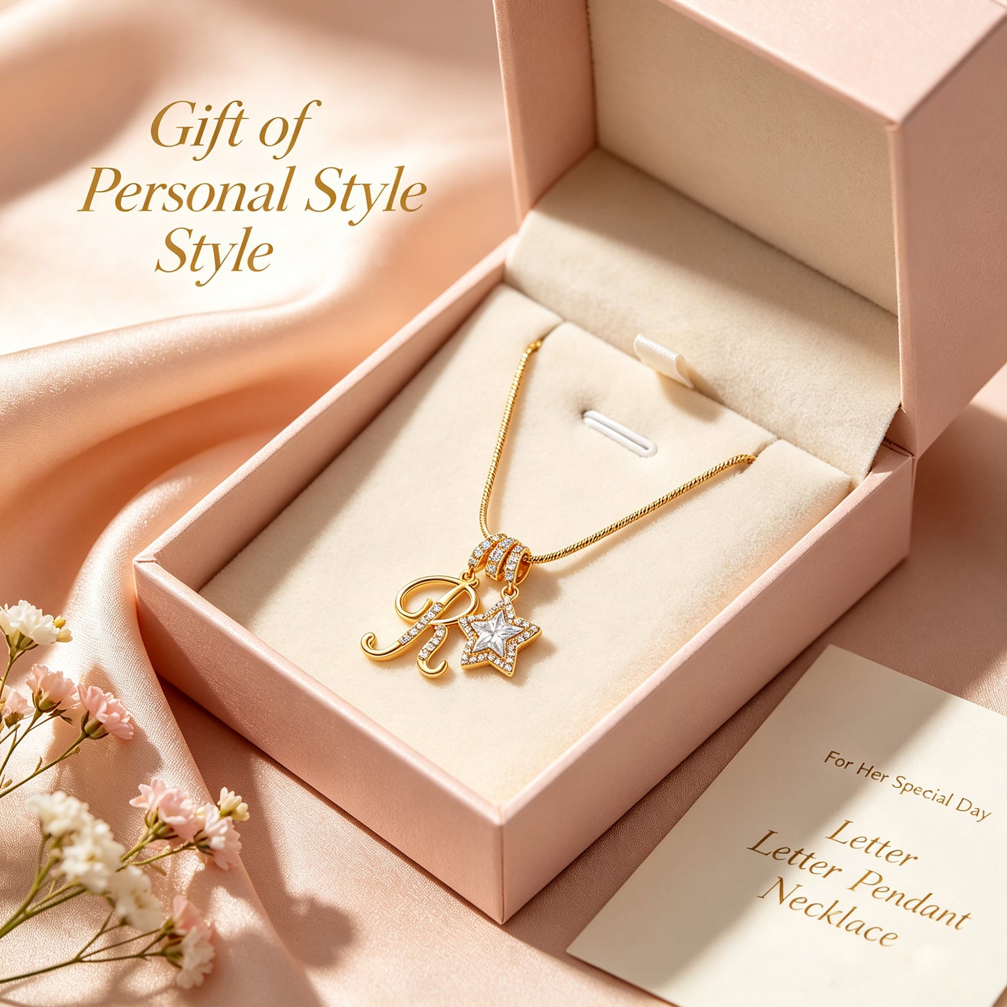 A-Z Letter Initial Necklace Pendant Jewelry Gift for Women & Girls