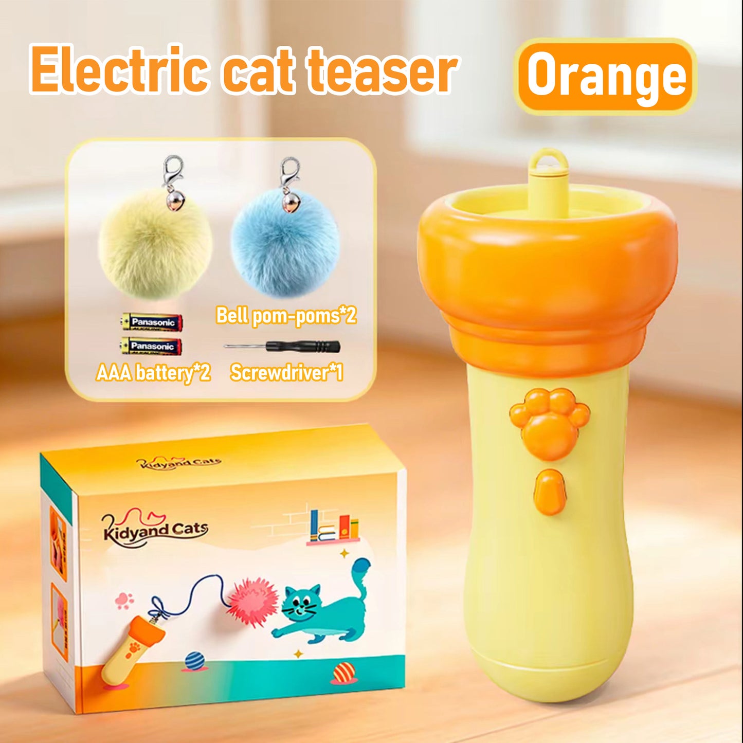 Cat Balls Fetch Toy with Retractable Rope and Fuzzy Ball