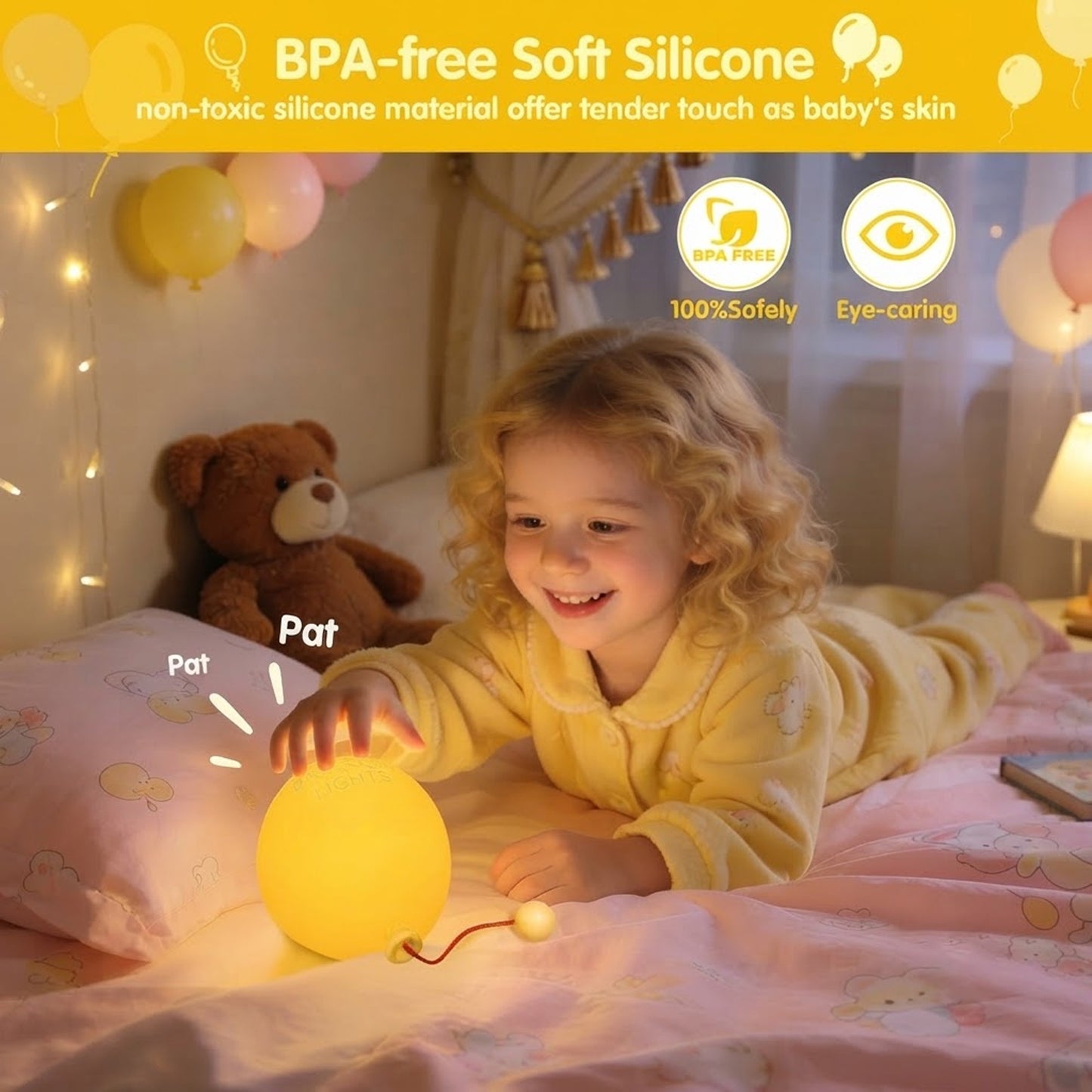 Balloon Silicone LED Touch Lamp with 3 Brightness Levels for Bedroom, Stairs