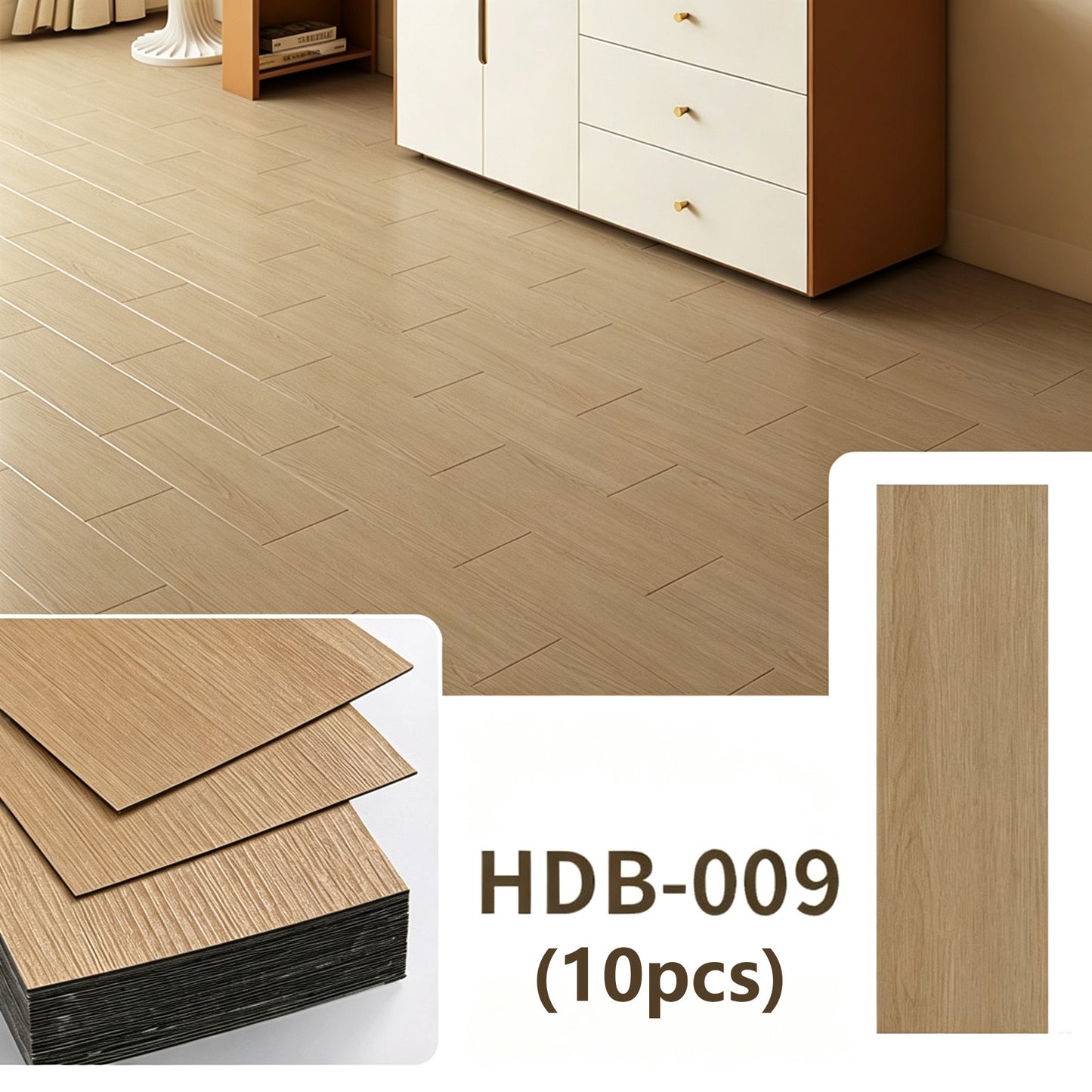 10 Pack Waterproof Vinyl Flooring Peel and Stick for Office, Living Room, Bathroom, Kitchen
