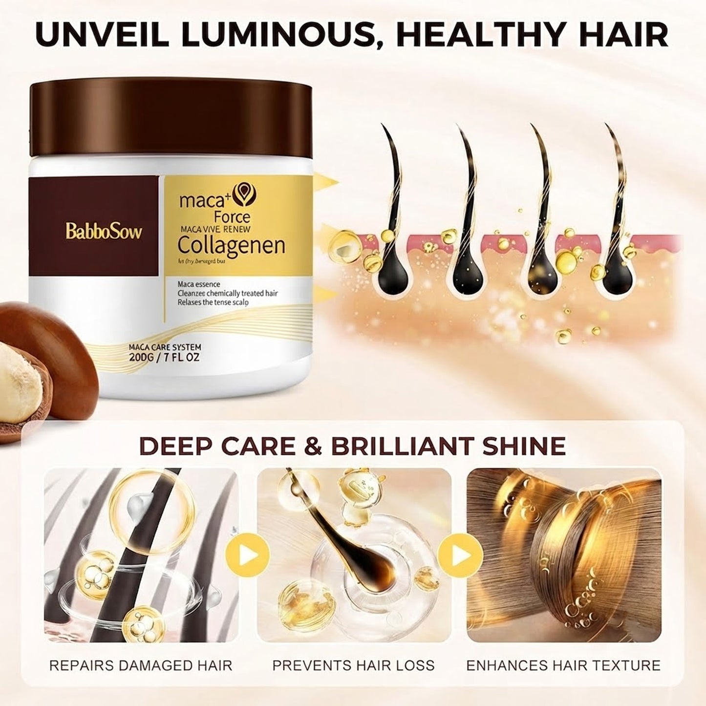 Collagen Hair Mask and Moroccan Argan Oil Hair Serum Set