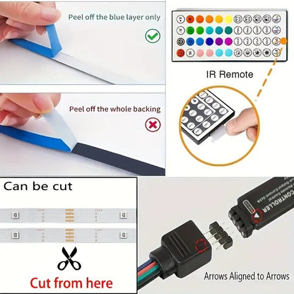 LED Strip Lights RGB Music Sync for Bedroom Smart App and Remote Control