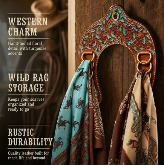 Handcrafted Leather Horseshoe Wild Rag Holder