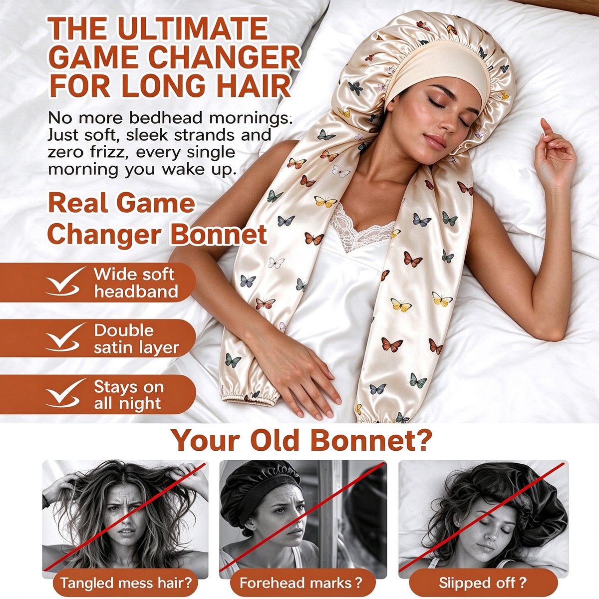 Double Layer Satin Pantyhose Bonnet for Long Hair Sleeping Bonnet