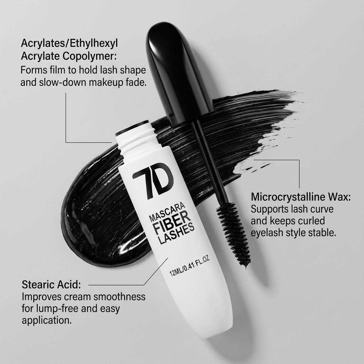7D Silk Fiber Black Eyelashes Mascara - Mascara Volume and Length-12ML