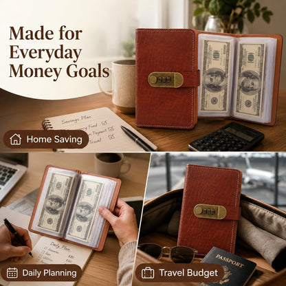 Banknote Collection Album With Combination Lock - Made Of Premium PU Leather
