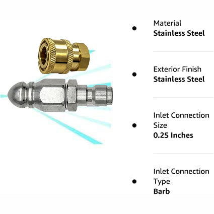 Stainless Steel Sewer Nozzle Kit For Pressure Washer With Quick Connector