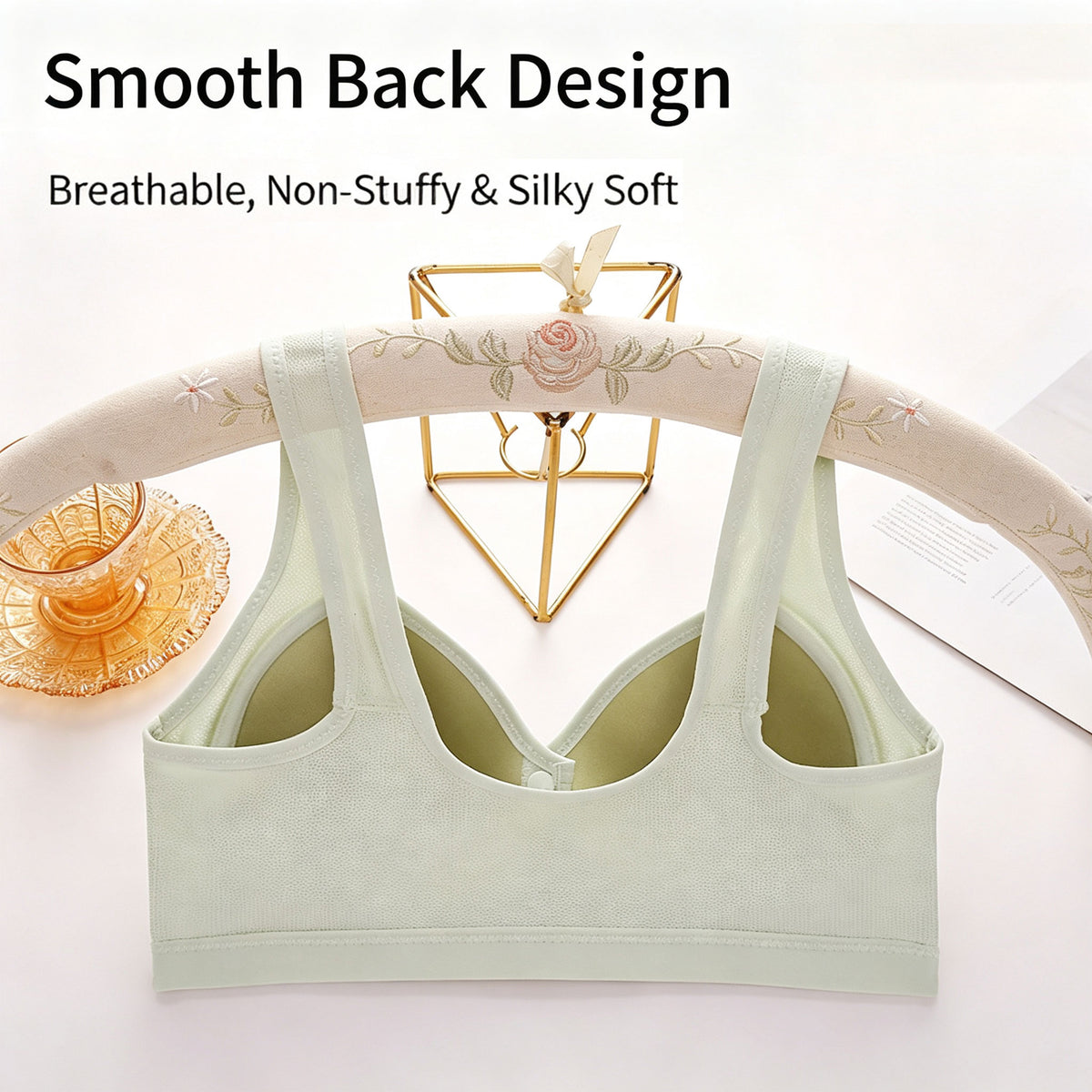 Breathable Padded Bras Front Closure Wireless Push Up Bralette
