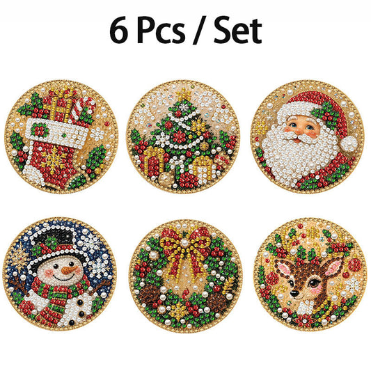 6-Pcs Christmas Diamond and Pearl Painting Pendant Set